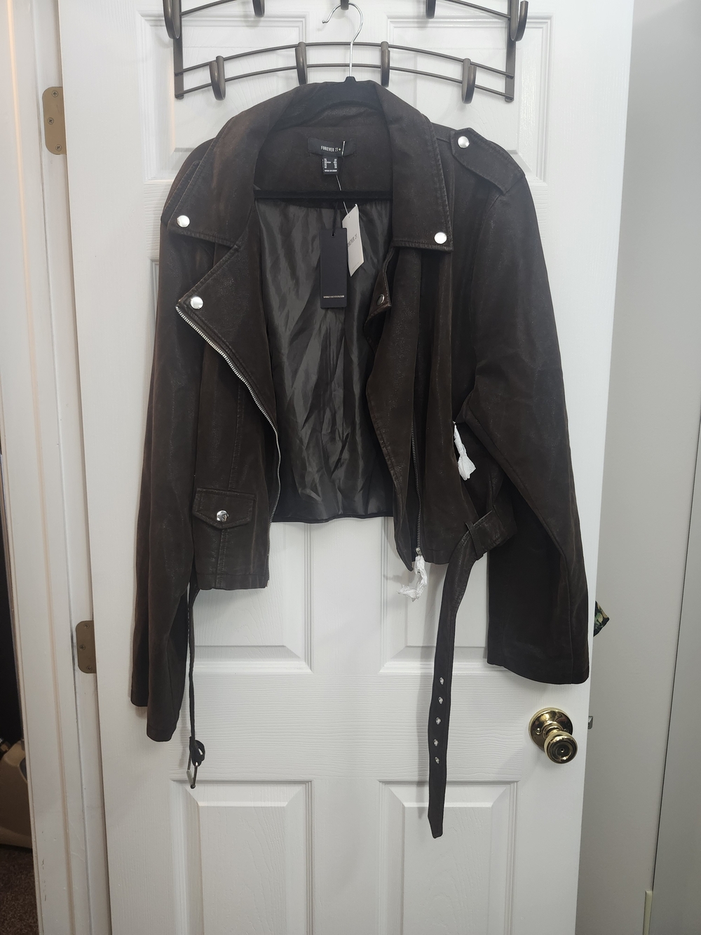 Forever 21 Dark Brown Suede Moto Jacket, Forever 21 Plus 4X —fits like Torrid 3X